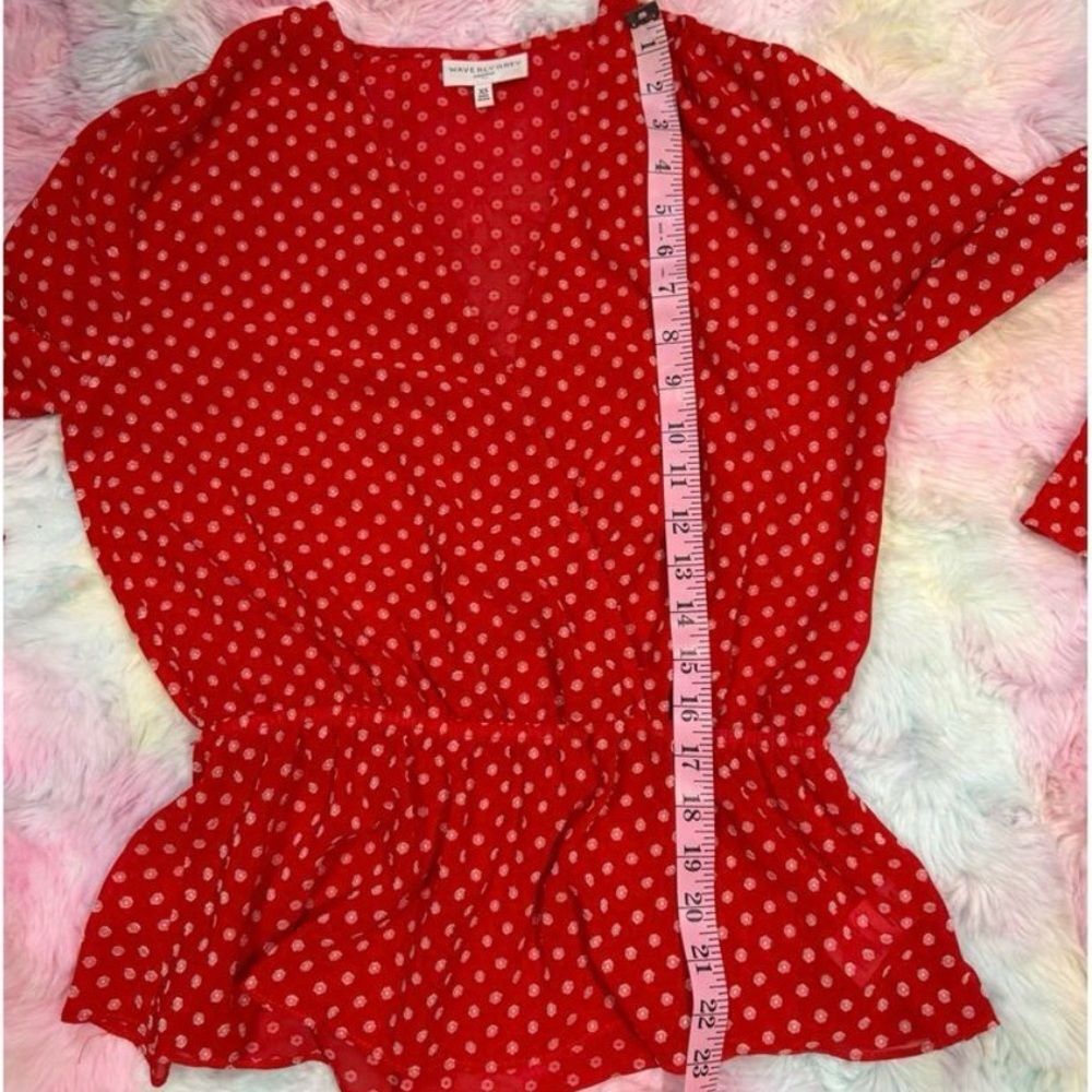 Waverly Grey Red and White Polka Dot Blouse - Picture 6 of 6